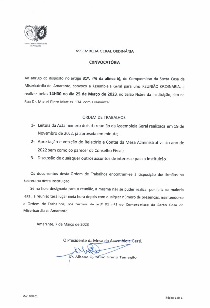 Scma Convocat Ria Assembleia Geral Ordin Ria